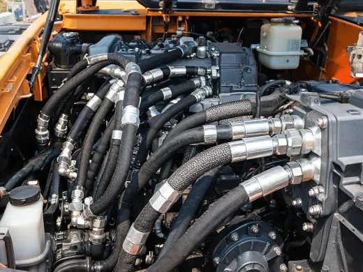 Mobile equipment hose bay